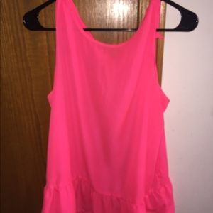Sheer Pink Express Tank Top with ruffle bottom